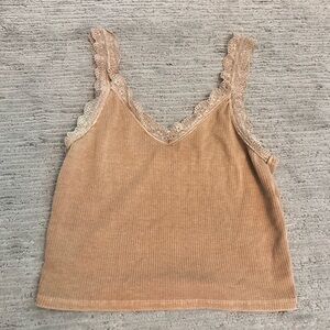 Light Brown Lace Trim American Eagle Tank Top | Size S